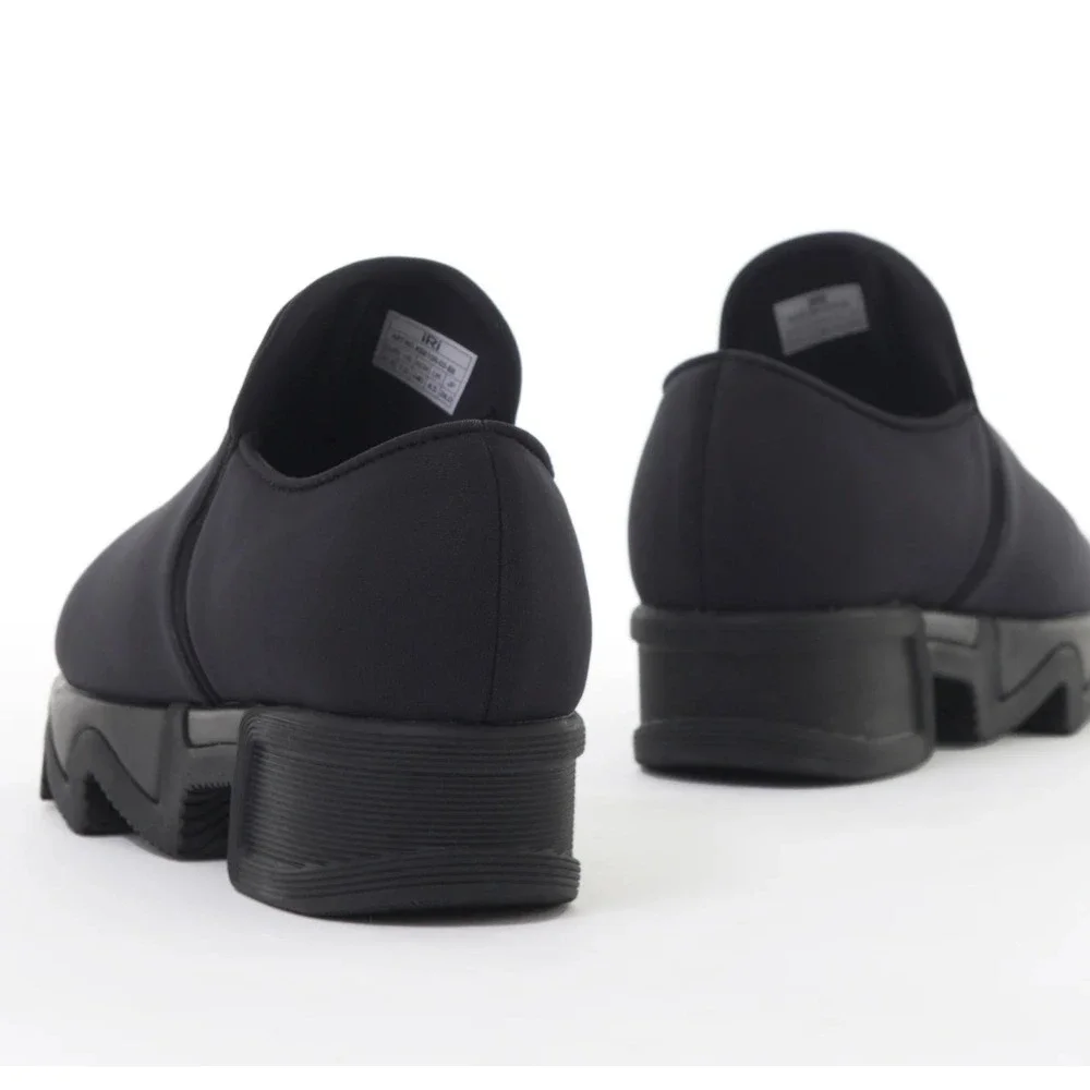 iRI NYC Wes Sneakers Black Unisex SZ 37 US 7 Slip Ons Neoprene Italian NEW